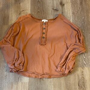 Bohme Terracotta Button-Down Top